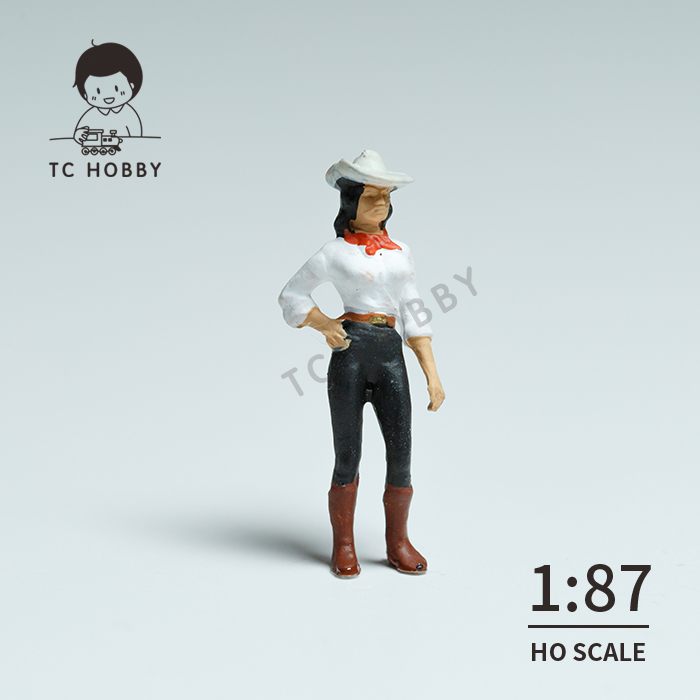 TC HOBBY模型 创意微拍微缩迷你小人沙盘场景火车情景 牛仔女郎