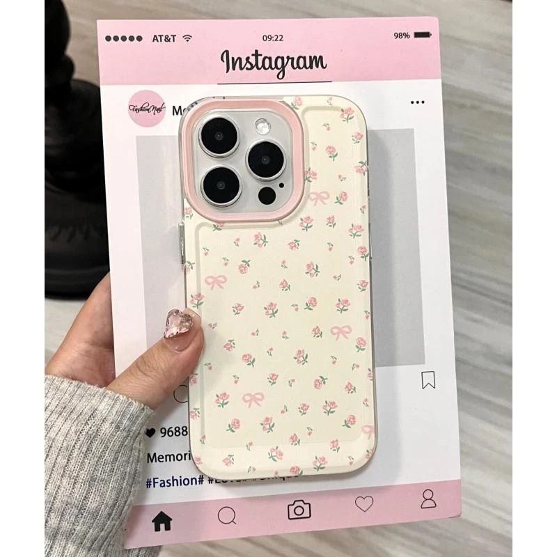 小清新粉色碎花苹果手机壳
