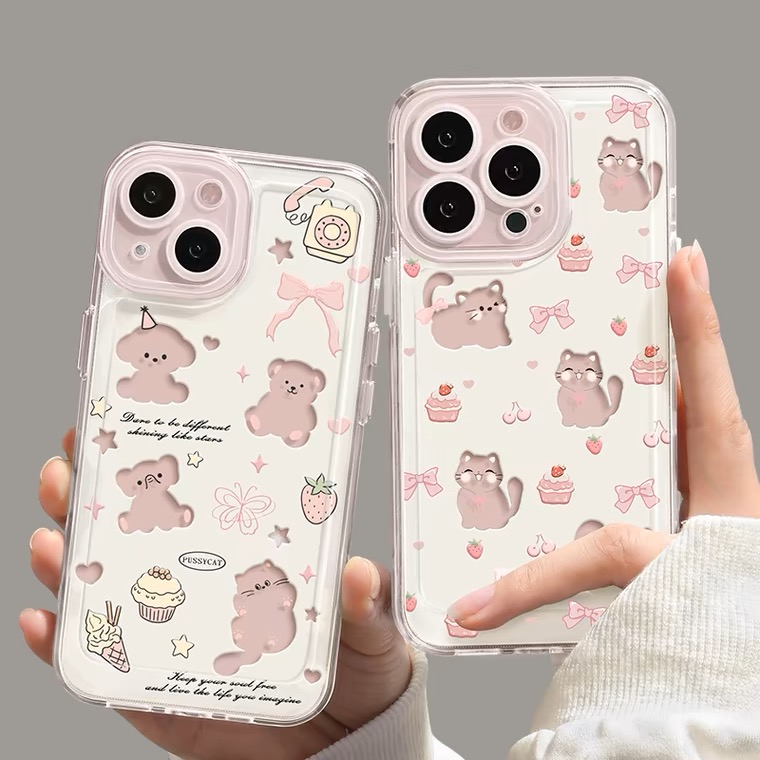 卡通狗狗猫咪苹果iPhone手机壳透明可爱甜妹少女心保护套适用17/16e/15promax/14plus/13mini/12/11pro/xr/xs