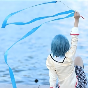 4米天蓝色体操彩带表演jk拍照摄影cos道具手拿道具七彩带丝带绸舞