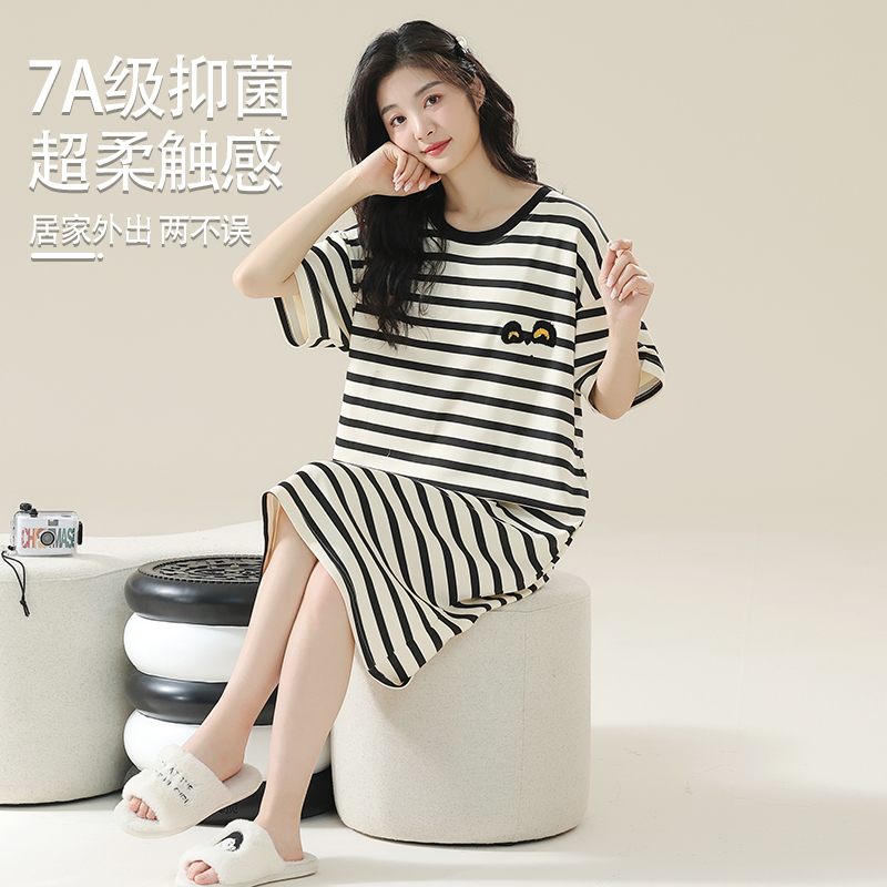 俞兆林睡裙女纯棉短袖连衣裙