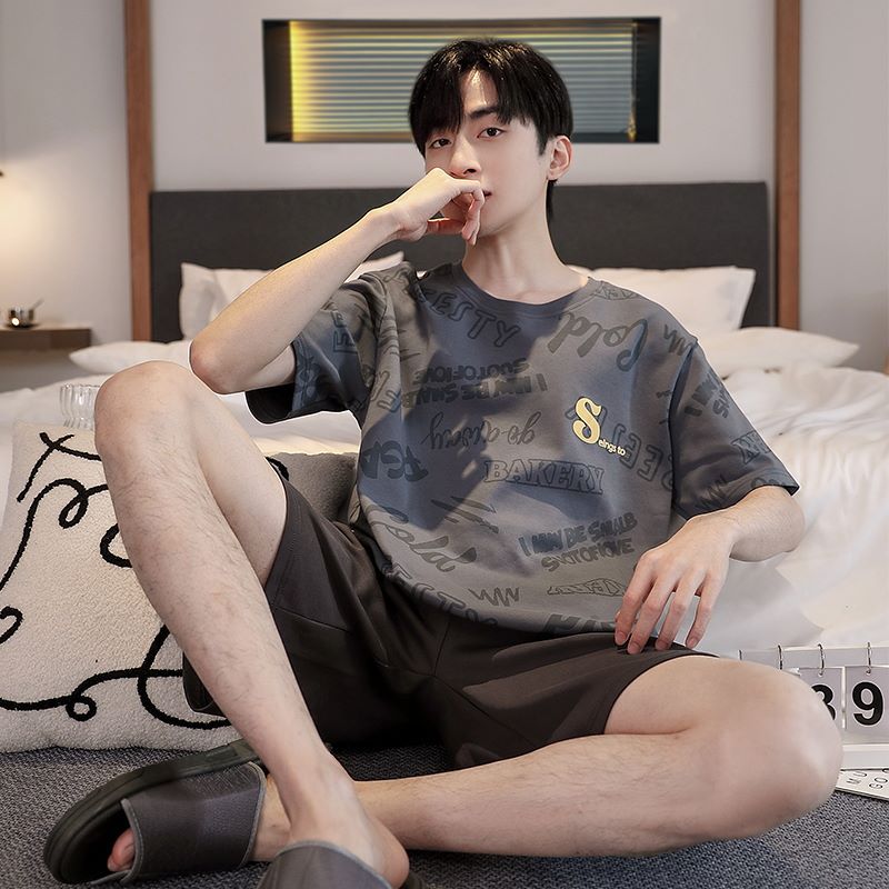 俞兆林新款睡衣男夏季纯棉短袖薄款夏天休闲全棉可外穿家居服套装