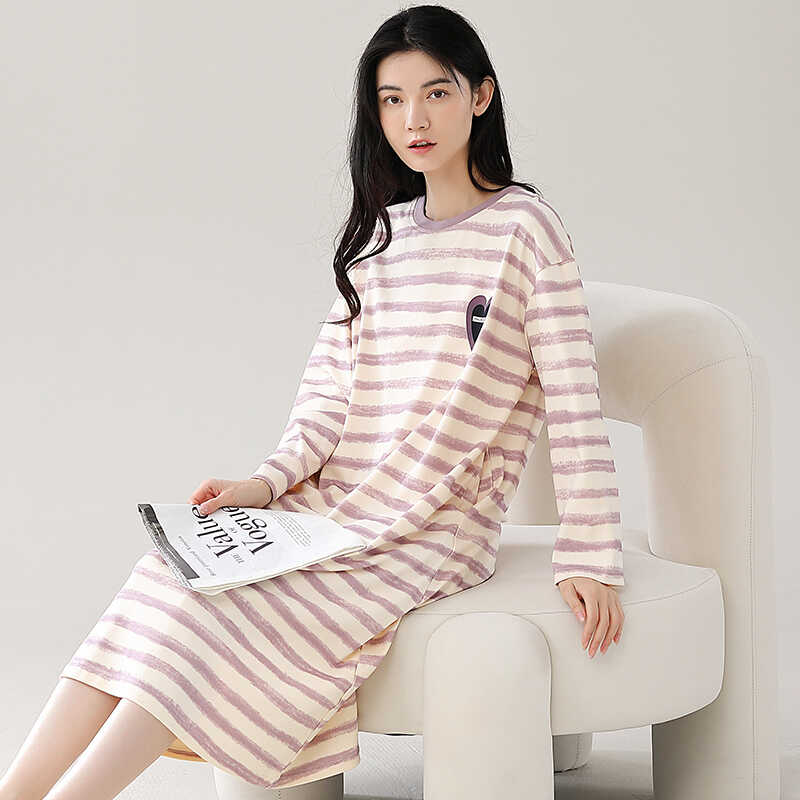 新款女款纯棉可外穿春秋睡裙