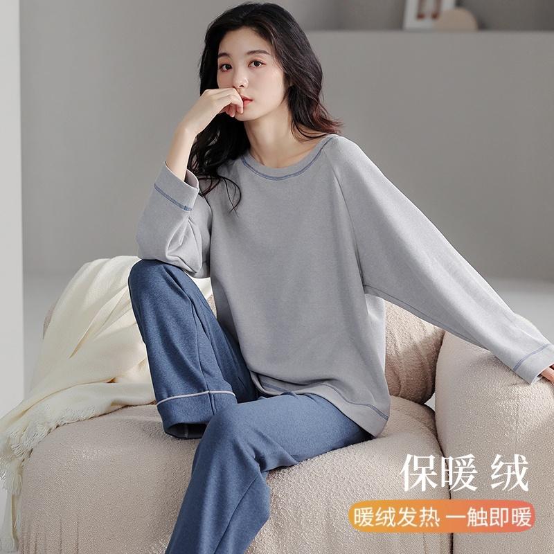 简约韩版女款德绒可外穿睡衣秋冬