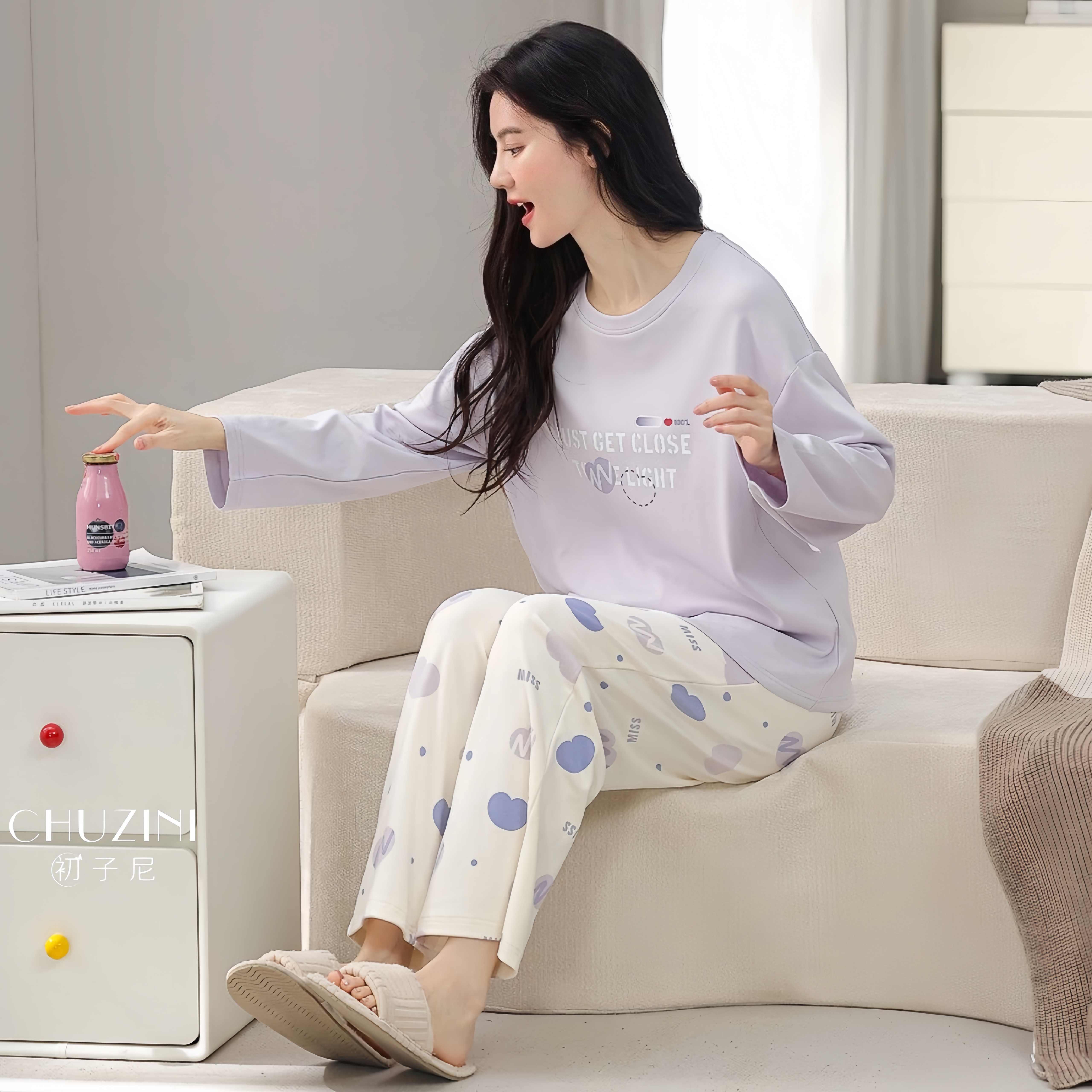 睡衣女士春秋季纯棉长袖长裤套装