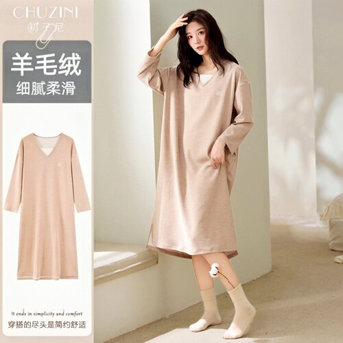 初子尼羊羔绒德绒秋冬季睡裙