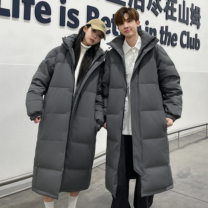 2025款秋冬新品情侣同款长款过膝羽绒服男中戏女宽松休闲保暖外套