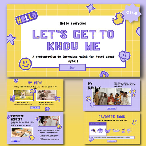 【Let's Get to Know Me】卡通可爱像素风游戏卡通风格PPT模板