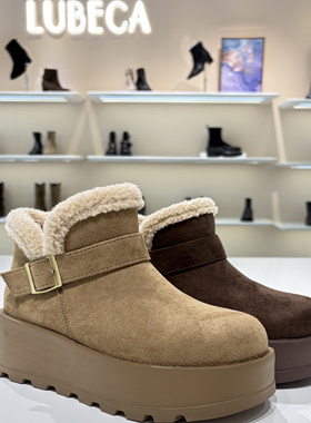 路贝佳女鞋2025新款平底勃肯鞋加绒保暖雪地棉鞋L25994F-29