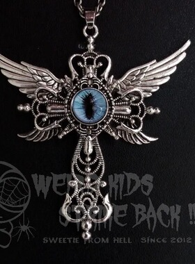 哥特恶魔亚文化十字架颈链项链