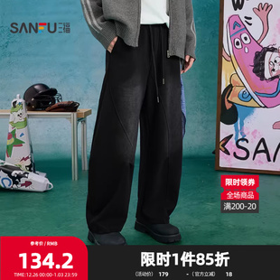 橡筋腰头宽松裤 针织休闲弯刀裤 子509419 男士 三福2025冬季