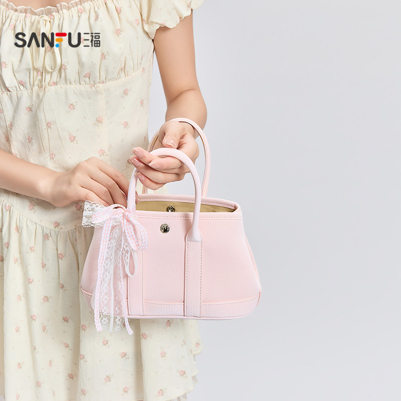 三福手提包夏季蕾丝蝴蝶结托特包菜篮子包水桶包女包502130,箱包皮具/热销女包/男包,托特包,淘宝优惠券,粉丝福利购,淘宝优惠卷