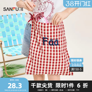 三福挎包夏季甜心少女韩系学院帆布包波点条纹托特女包503313