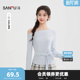 518233 斜肩上衣女装 三福长T恤2026春季 绑带设计褶皱收腰时尚