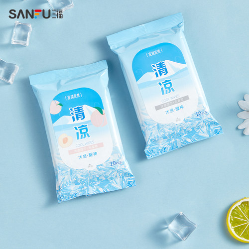 宜简宜然清凉冷感湿巾10片 便携纸品清洁用品湿纸巾483873