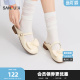 854396 自在松弛温柔蝴蝶结一字带包头半拖女鞋 三福女凉拖鞋 夏季