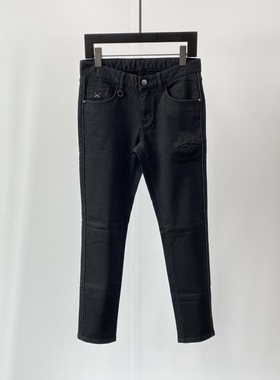 现货Dartin Bonaparto 25秋冬双刀logo字母镶钻男士薄绒牛仔裤