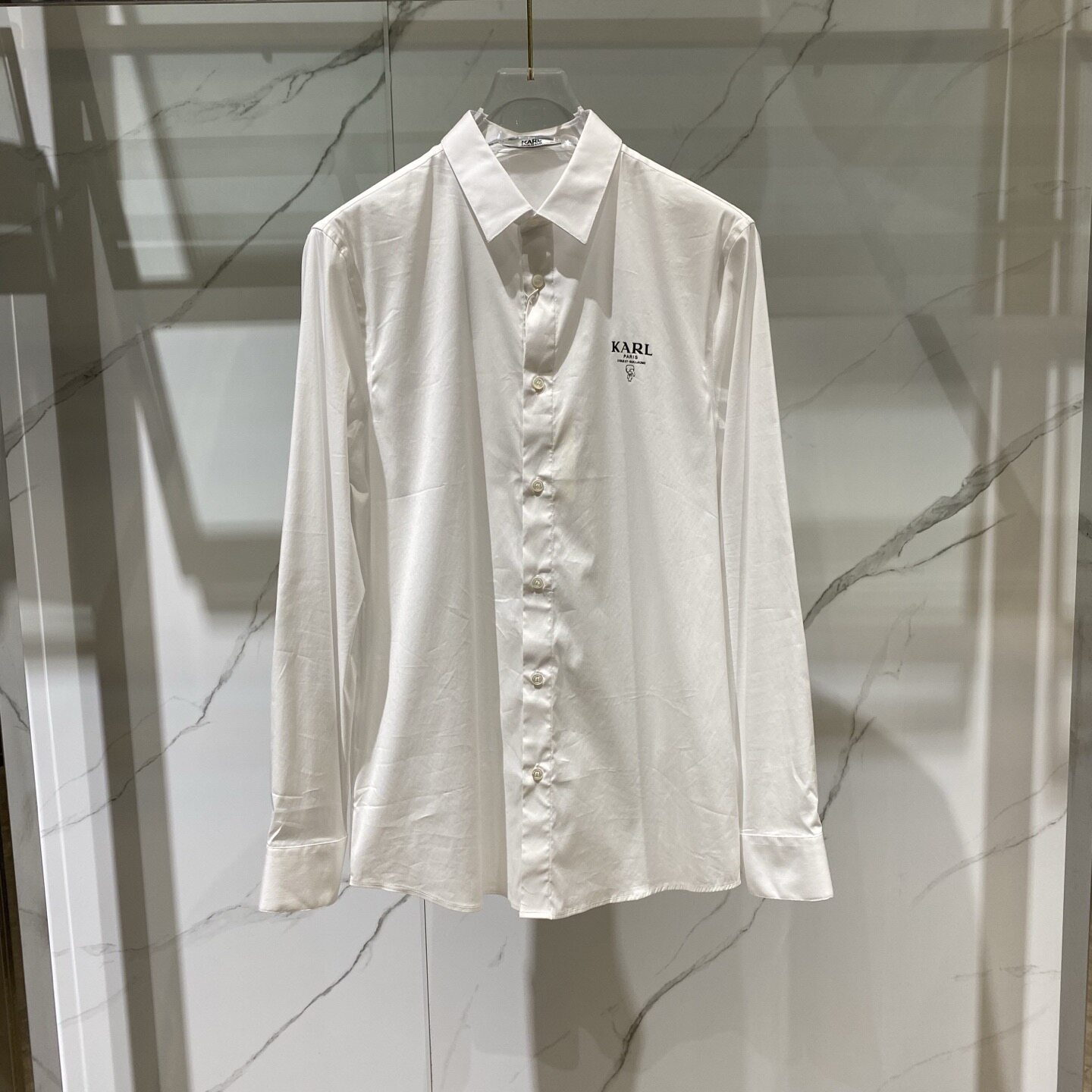 Karl Lagerfeld 春夏款卡尔老佛爷logo字母印花男士长袖衬衫
