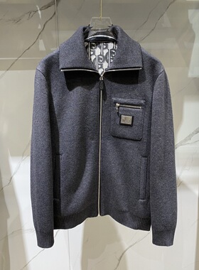 现货PP.GOLDEN 25秋冬logo字母金属皮标男士针织开衫夹克外套