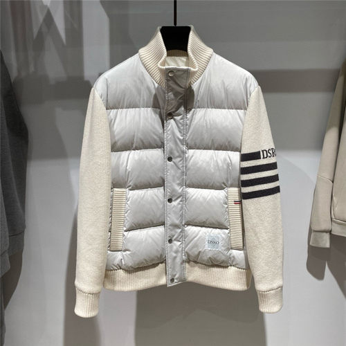 现货DOSERMO 25秋冬logo字母条纹装饰男士羊毛针织拼接羽绒服外套