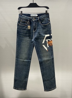 现货PIERRE PIERUCCI 25秋冬logo字母小熊印花男士牛仔裤