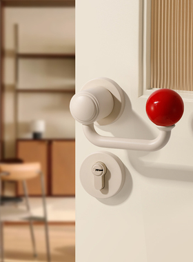 奶油风卧室门锁室内木门白色房门锁家用磁吸静音彩色多巴胺门把手