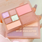 xixi日光暖暖七色高光腮红修容眼影一体盘哑光细闪珠光防晕染