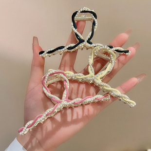 感金属珍珠抓夹2023新款夏季发夹女后脑勺盘发气质发卡鲨鱼夹