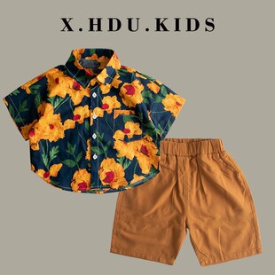 8090年代怀旧六一儿童演出服幼儿园港风花衬衫短袖小学生表演服装