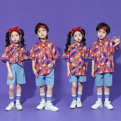 708090年代怀旧童装复古港风儿童服装小朋友衣服演出服男孩花衬衣