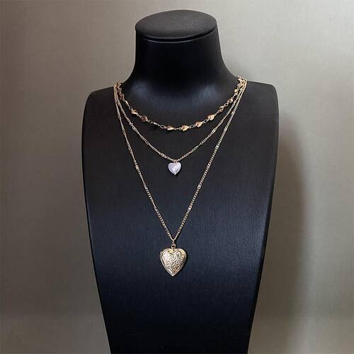 Vintage 古着「Locket Story」爱心锁骨链多层女轻奢2026新款