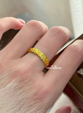 金色碎冰冰小繁花蝴蝶戒指女生