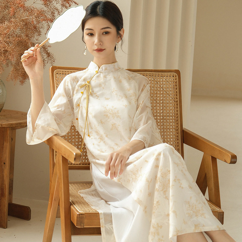 中国风女装新中式旗袍茶艺师服装