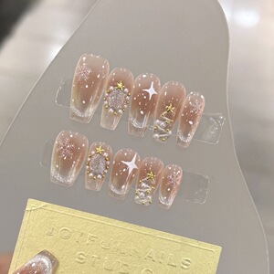 【圣诞限定】珍珠高级感手工定制穿戴甲显白短款2023年新款美甲片