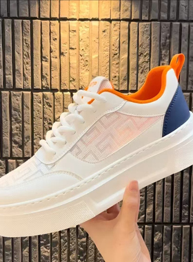 FATP透气男鞋夏网面新款百搭厚底超轻小白鞋男增高软底跑步运动鞋