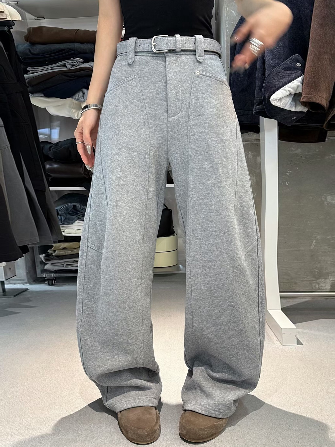 十三行欧货女装EMPRESS纯色加厚休闲裤女宽松显瘦百搭阔腿拖地裤