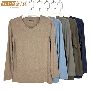 新一系新1系男士圆领飘飞绒莫代尔打底薄款秋衣保暖上衣YI58822