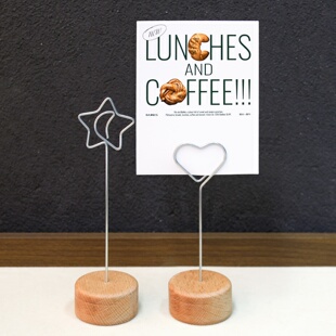 金属木底座展示架商品价格牌立牌夹子标识牌桌号牌产品介绍展示牌