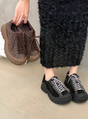 SGIRL TWTW复古风丑萌大头休闲鞋女2025秋冬加绒户外登山运动鞋潮