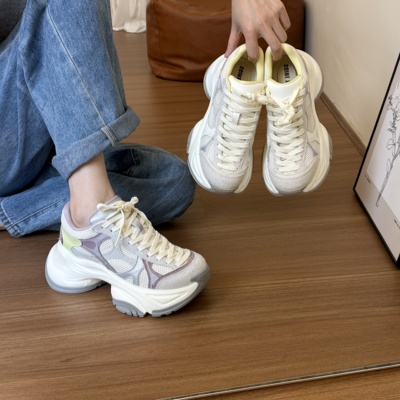SGIRL TWTW复古撞色系带厚底老爹鞋女2026软底舒适轻便休闲运动鞋