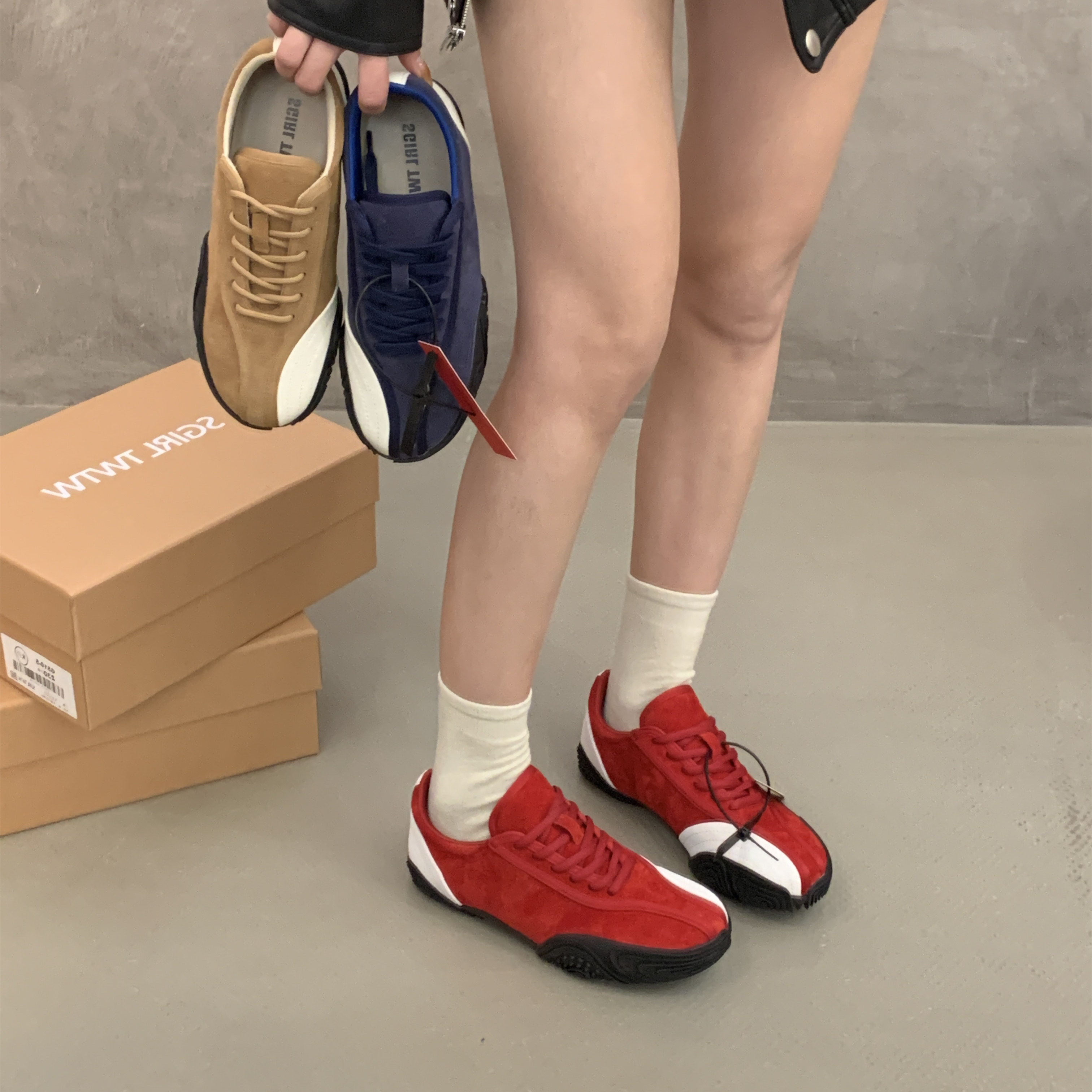 SGIRL TWTW韩版撞色系带阿甘鞋女显瘦圆头休闲运动鞋百搭户外板鞋