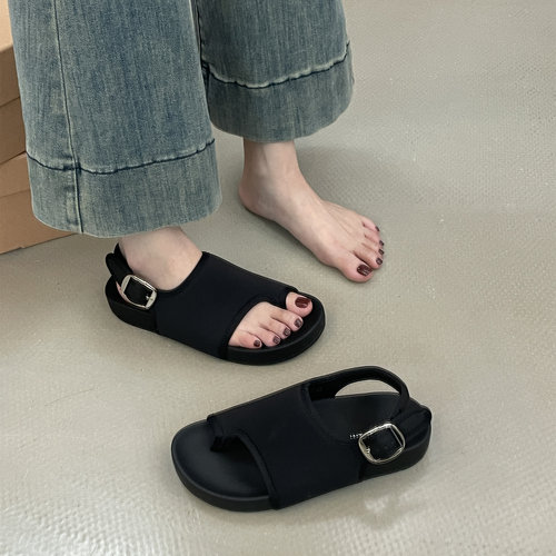 SGIRL TWTW时尚复古厚底罗马凉鞋女夏季夹脚套趾金属扣带沙滩鞋潮