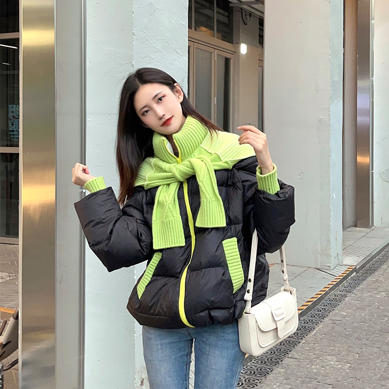 鹅绒羊绒拼接保暖羽绒服外套