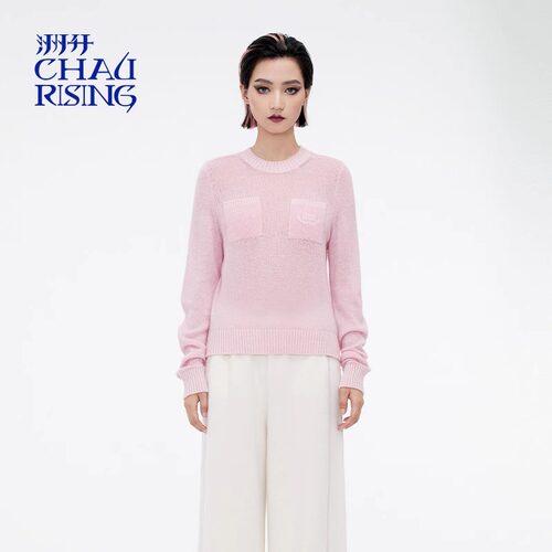 洲升/CHAU.RISING秋冬款圆领箱型百搭少女针织衫羊绒衫上衣设计师