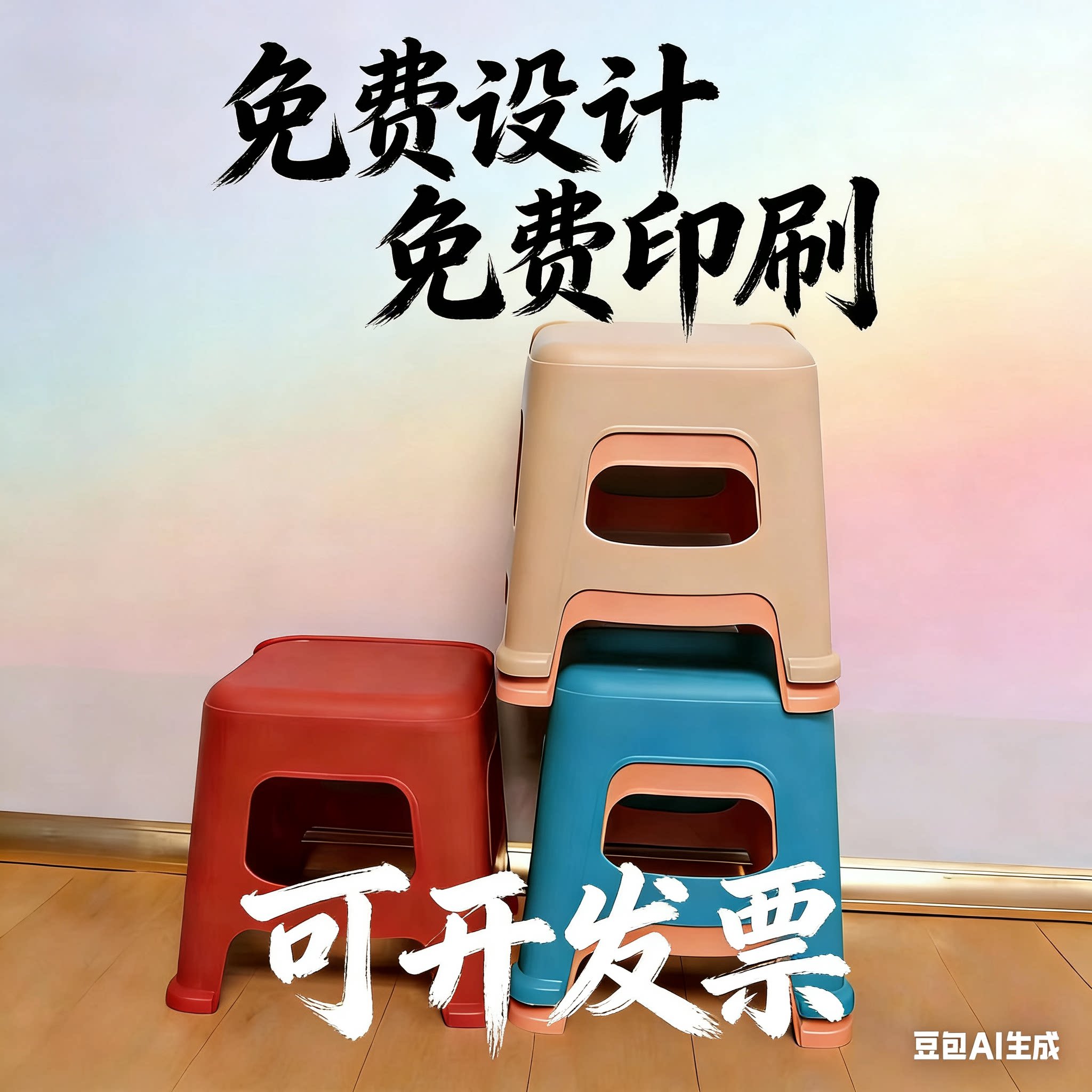定制LOGO加厚塑料广告凳