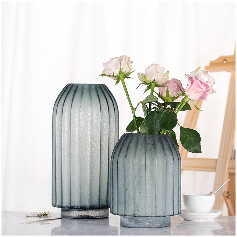 十二年老店 火箭磨砂彩色透明玻璃花瓶 北欧风软装配饰花插花器