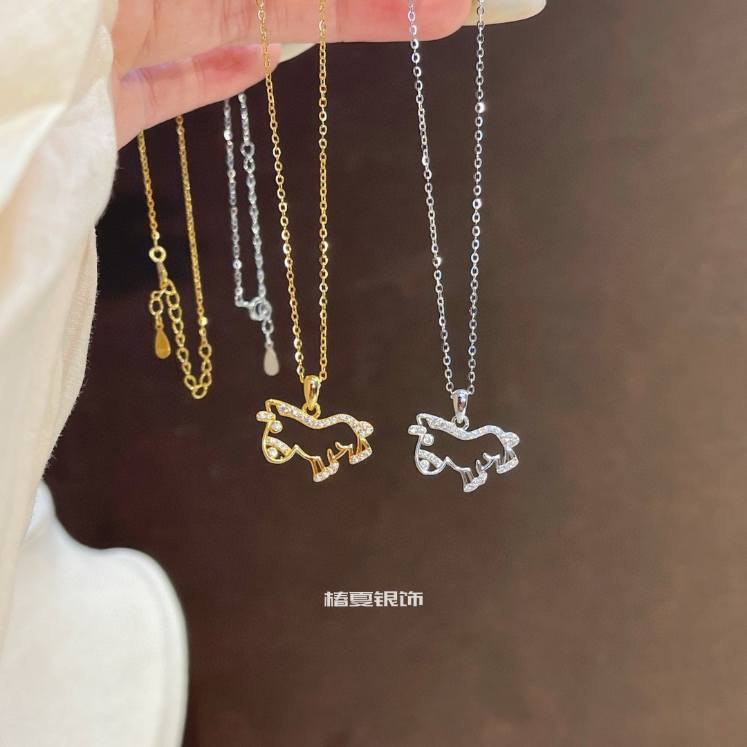 小众设计马上有钱纯银吊坠项链