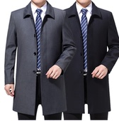 中老年风衣男中长款 风衣 男士 春秋薄款 外套休闲布料风衣爸爸中长款