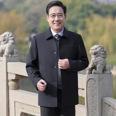 中老年风衣男春秋薄款外套翻领春夏秋
