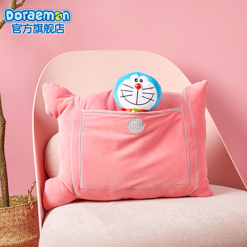 哆啦A梦粉色抱枕靠枕送公仔
